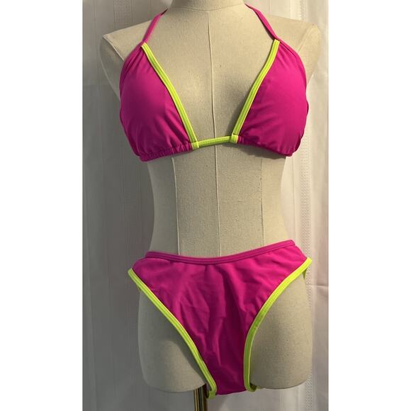 Women's Colorful String Bikini Set Sexy Triangle Two Piece Neon Bikini Size XL - Picture 3 of 11